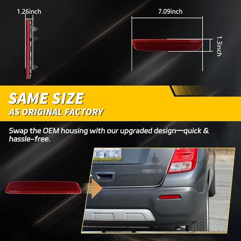 Rear Bumper Reflector Compatible with Chevy Trax LS/LT/LTZ 2013-2016, GMC Terrain SLE/SLT 2010-2015, [DOT] [IP67 Waterproof] Rear Bumper Reflector Cover [No Bulbs], 2 PCS, Red Lens in Kuwait