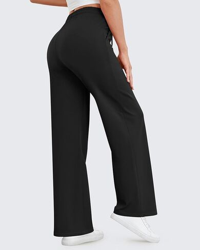 G4Free سراويل اليوغا واسعة الساق مع جيوب للنساء Sweatpants عادية الرباط تمتد السراويل صغير/العادي/طويل القامة in Kuwait
