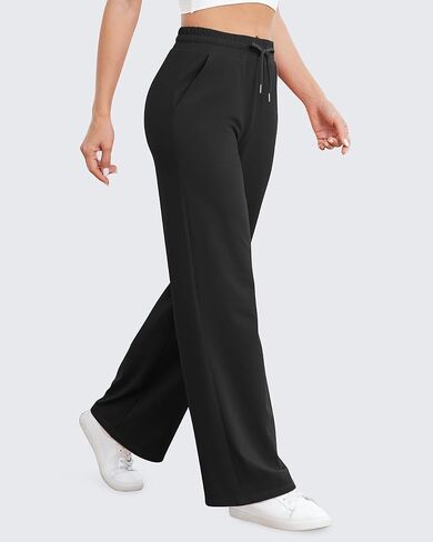 G4Free سراويل اليوغا واسعة الساق مع جيوب للنساء Sweatpants عادية الرباط تمتد السراويل صغير/العادي/طويل القامة in Kuwait