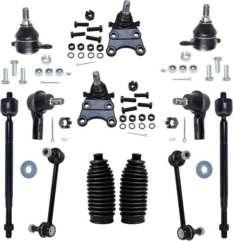 Detroit Axle - Front 12pc Suspension Kit for 1998-2002 Honda Passport 1998-2003 Isuzu Amigo Axiom Rodeo Sport, 4 Outer Inner Tie Rods 4 Upper Lower Ball Joints 2 Sway Bar 2 Boots Replacement in Saudi Arabia