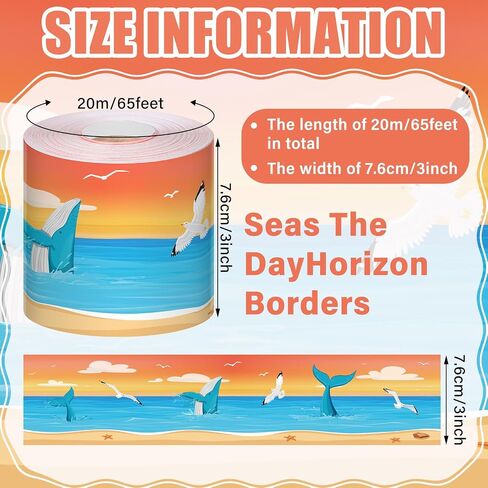 Zonon 65 Feet Seas The Day Coral Reef Classroom Bulletin Board Border Ocean Colorful Classroom Decor Borders Rolled Under The Sea Border Trim Paper Borders for Back to School Wall Chalkboard Decor in Saudi Arabia