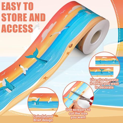 Zonon 65 Feet Seas The Day Coral Reef Classroom Bulletin Board Border Ocean Colorful Classroom Decor Borders Rolled Under The Sea Border Trim Paper Borders for Back to School Wall Chalkboard Decor in Saudi Arabia