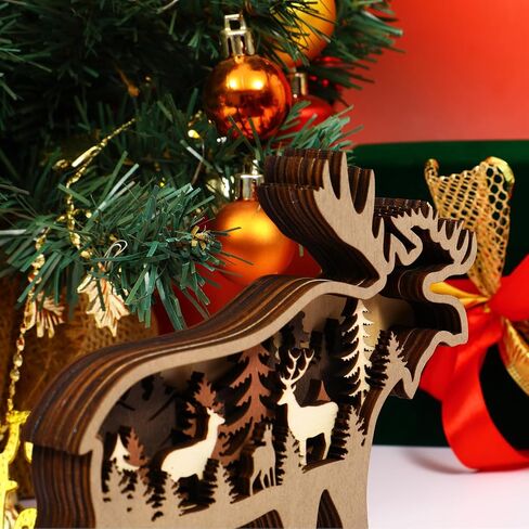 Drawely 3D Wooden Animals Carving, Wood Carving Animals Wall Decor, Modern Festival Forest Sculpture Christmas Living Room Office Decor Birthday Gifts for Friend Daughter Son Mom Dad (Moose) in Kuwait