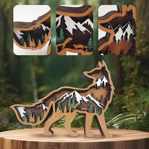 Drawely 3D Wooden Animals Carving, Wood Carving Animals Wall Decor, Modern Festival Forest Sculpture Christmas Living Room Office Decor Birthday Gifts for Friend Daughter Son Mom Dad (Moose) in Kuwait