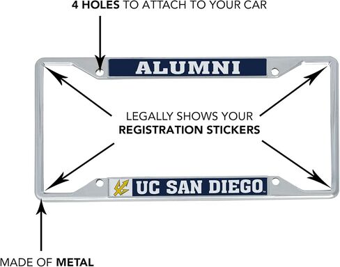 Desert Cactus University of California San Diego Car Accessories UCSD Tritons Metal License Plate Frame for Front or Rear of Car (Alumni Blue) in Saudi Arabia