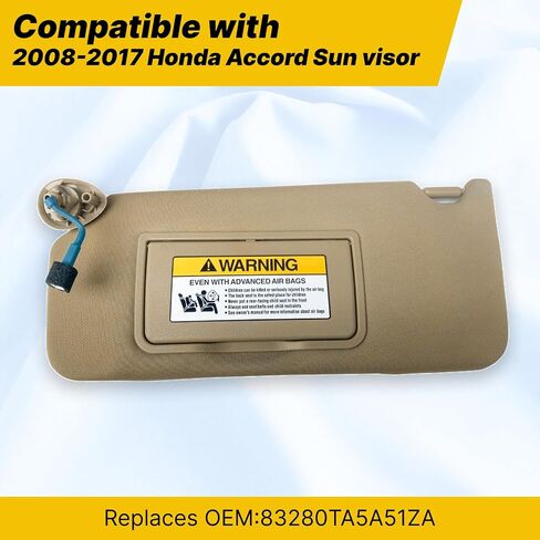 Car Sun Visor for Honda Accord 2008-2017 ، Left Driver Side Sun Visor Replass for Honda Accord 2008 2009 2010 2011 2012 2014 2015 2015 2017،83280ta5a51za ， beige in Kuwait