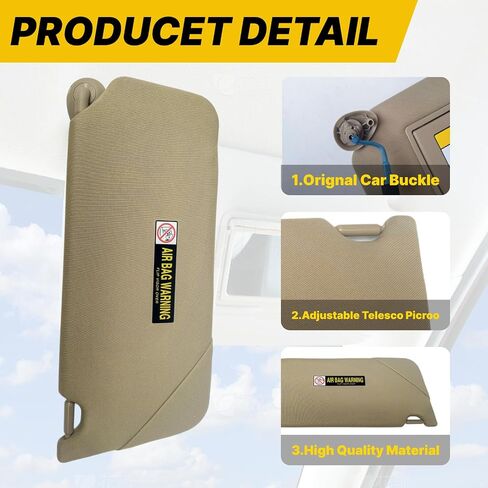Car Sun Visor for Honda Accord 2008-2017 ، Left Driver Side Sun Visor Replass for Honda Accord 2008 2009 2010 2011 2012 2014 2015 2015 2017،83280ta5a51za ， beige in Kuwait