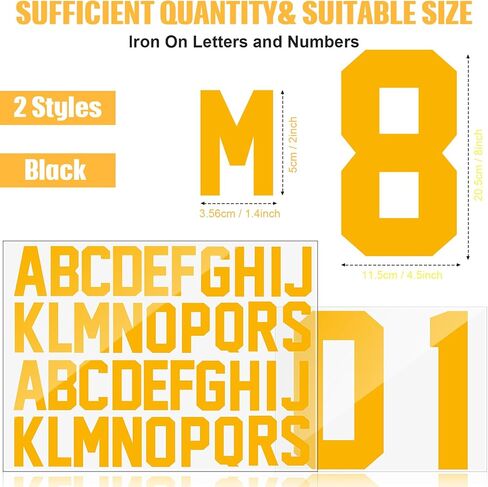 18 Sheets 216 Pieces 8 Inch Iron On Numbers Jersey T-Shirt 2 Inch Iron On Letters Patches Kit, 0 to 11 Iron-on Numbers A to Z Heat Transfer Letters for Jersey Football Baseball Team Name in Saudi Arabia