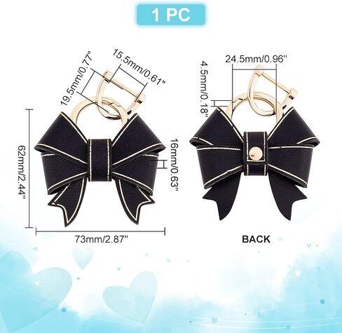 Wadorn Bowknot Keychain للنساء ، Pu Leather Cute Bow Key Ring Personalized Car Key Holder Presh Handbag Charm with d Ring Backpack Decorations Craft Accessories Gift ، Pink in Saudi Arabia