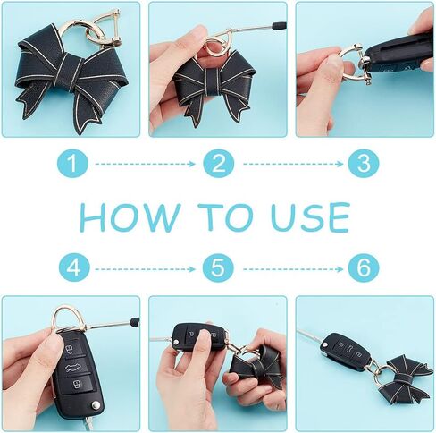 Wadorn Bowknot Keychain للنساء ، Pu Leather Cute Bow Key Ring Personalized Car Key Holder Presh Handbag Charm with d Ring Backpack Decorations Craft Accessories Gift ، Pink in Saudi Arabia
