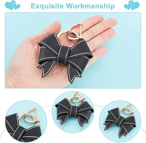 Wadorn Bowknot Keychain للنساء ، Pu Leather Cute Bow Key Ring Personalized Car Key Holder Presh Handbag Charm with d Ring Backpack Decorations Craft Accessories Gift ، Pink in Saudi Arabia