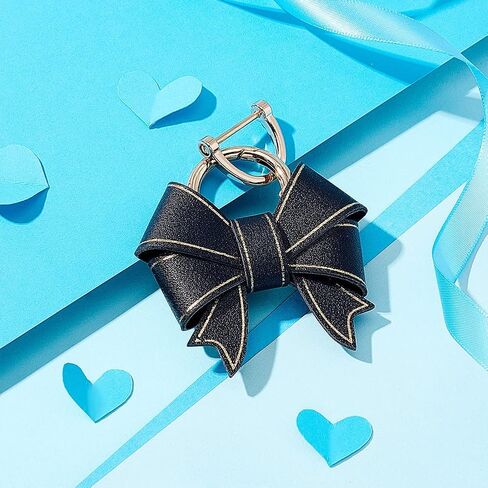 Wadorn Bowknot Keychain للنساء ، Pu Leather Cute Bow Key Ring Personalized Car Key Holder Presh Handbag Charm with d Ring Backpack Decorations Craft Accessories Gift ، Pink in Saudi Arabia