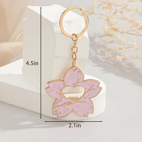 Cherry Blossom Keychain - Bag Charms with Pink Can Opener, Bottle Opener Keychain - Compact Durable Alloy Charm for Backpacks, Wallets & Travel Accessories in Saudi Arabia