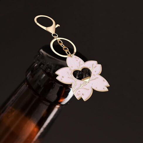 Cherry Blossom Keychain - Bag Charms with Pink Can Opener, Bottle Opener Keychain - Compact Durable Alloy Charm for Backpacks, Wallets & Travel Accessories in Saudi Arabia