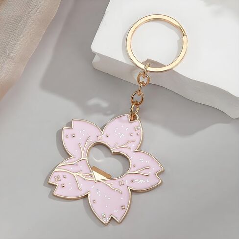 Cherry Blossom Keychain - Bag Charms with Pink Can Opener, Bottle Opener Keychain - Compact Durable Alloy Charm for Backpacks, Wallets & Travel Accessories in Saudi Arabia