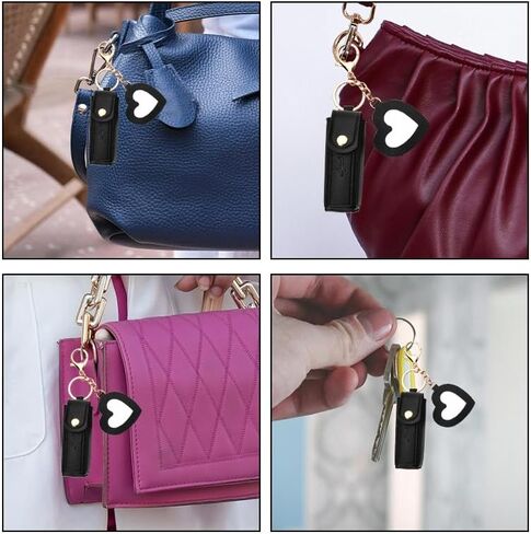 HAPSTICK HOLDER KEY BEYALE LIATHER LIP BALM حامل المفاتيح مع سحر حقائب اليد حقيبة مرآة الفتاة in Saudi Arabia