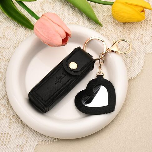 HAPSTICK HOLDER KEY BEYALE LIATHER LIP BALM حامل المفاتيح مع سحر حقائب اليد حقيبة مرآة الفتاة in Saudi Arabia
