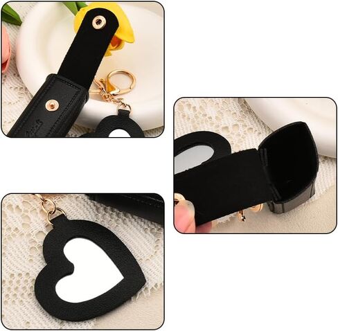 HAPSTICK HOLDER KEY BEYALE LIATHER LIP BALM حامل المفاتيح مع سحر حقائب اليد حقيبة مرآة الفتاة in Saudi Arabia