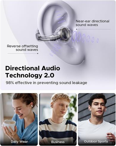 truefree B1 Open Ear Headphones Wireless Earbuds Bluetooth 5.4 Earphones, Ultra Comfort Clip On Earbuds with Spatial Audio, Stable Fit, 25H Playtime, Multipoint Connection, App Control, Workout Black in Saudi Arabia