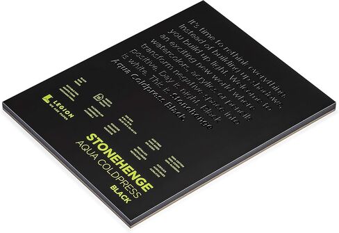 Stonehenge Aqua Black Medium Weight Pad, 140lb, Coldpress, 7 x 7 Inches, 15 Sheets for Wet and Dry Media in Kuwait