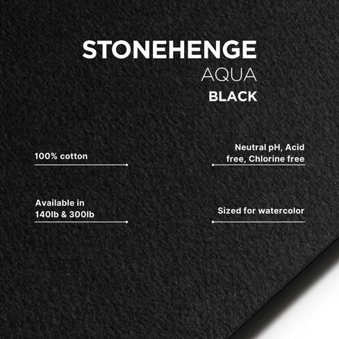 Stonehenge Aqua Black Medium Weight Pad, 140lb, Coldpress, 7 x 7 Inches, 15 Sheets for Wet and Dry Media in Kuwait