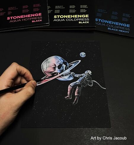 Stonehenge Aqua Black Medium Weight Pad, 140lb, Coldpress, 7 x 7 Inches, 15 Sheets for Wet and Dry Media in Kuwait