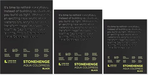 Stonehenge Aqua Black Medium Weight Pad, 140lb, Coldpress, 7 x 7 Inches, 15 Sheets for Wet and Dry Media in Kuwait