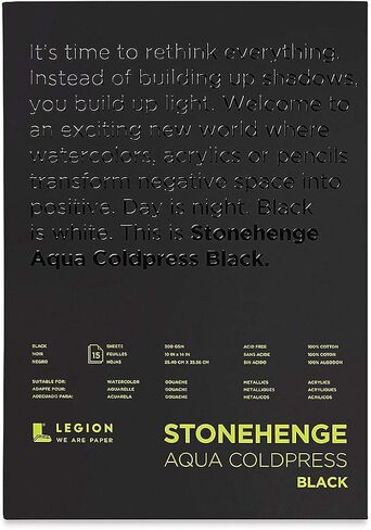 Stonehenge Aqua Black Medium Weight Pad, 140lb, Coldpress, 7 x 7 Inches, 15 Sheets for Wet and Dry Media in Saudi Arabia
