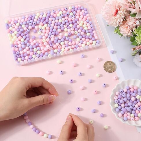 1 Box 500Pcs Acrylic Round Beads Bubble Gum Bead Bulk Black Red White Plastic Frosted Balls Bubblegum Pastel Matte Loose Beads for Jewelry Making Bracelets Beading Necklaces Earrings Crafts in Saudi Arabia