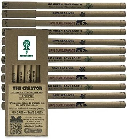 THE CREATOR The CREATOR - PLANTABLE Pens One pen reduces 6g of plastic added to the environment Go Green - Save Earth Give a gift that speaks to the Heart, Pack of (6), WILDLIFE Theme, Brown in Saudi Arabia