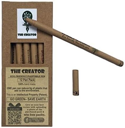 THE CREATOR The CREATOR - PLANTABLE Pens One pen reduces 6g of plastic added to the environment Go Green - Save Earth Give a gift that speaks to the Heart, Pack of (6), WILDLIFE Theme, Brown in Saudi Arabia
