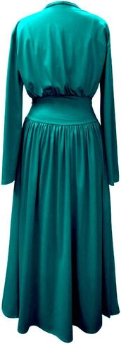 Plus Size Teal Blue Retro Robe in Cotton Rayon and Brushed Jersey with Attached Belt in Kuwait