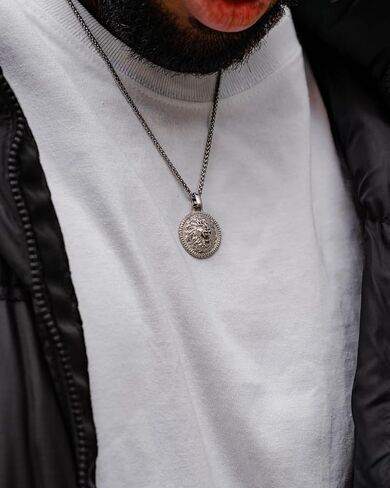 Forge & Foundry Men's Lion Pendant with Adjustable 21" Necklace Wheat Chain | Aslan | Design-led, artisan jewelry from London in Saudi Arabia