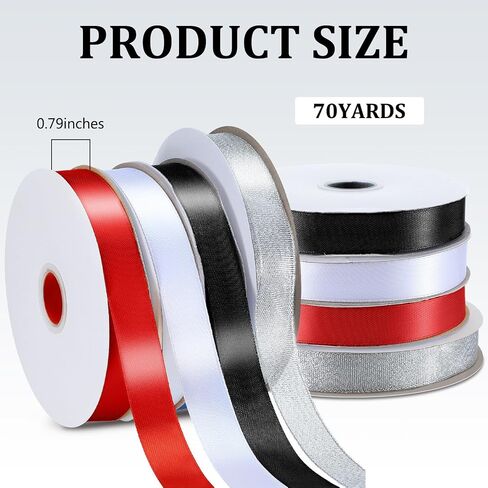 Yunlly 4 Pcs 0.79 Inch Wide x 70 Yard Homecoming Mum Braid Ribbon Single Face Polyester Thin Solid Color Acetate Satin Ribbon Bulk for Craft Gift Wrapping Wedding(Bright Color) in Saudi Arabia