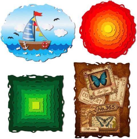 GLOBLELAND Deckle Edge Frame Background Cutting Dies Label Frame Cutting Dies Page Tab Hole Cutting Die Pin Cut Die for DIY Scrapbooking Card Making Journal Embossing Paper Craft Decor in Saudi Arabia