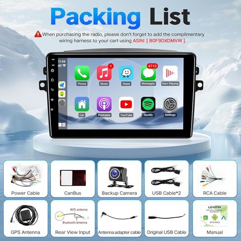 Leadfan Android Car Radio for Toyota Sienna 2004 2005 2006 2007 2008 2009 2010 Wireless CarPlay Android Auto, 9inch IPS Touch Screen for Sienna Bluetooth FM GPS 5G WiFi SWC Backup Camera Split Screen in Kuwait