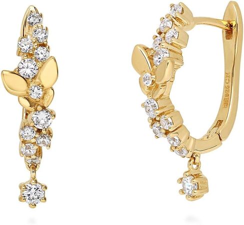 Berricle Sterling Silver Gold تومس CZ البيان الصغير أقراط للنساء ، أقراط ميدان ماس كوريا الماس البسيط للماس ، الفراشة ، الكتلة ، تصاميم الدمعة للدموع in Kuwait