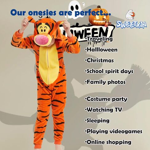 SWEETXIN Kids Unisex Onesie Pajamas Plush One Piece Halloween Costume Cosplay Sleepwear for Girls Boys in Kuwait