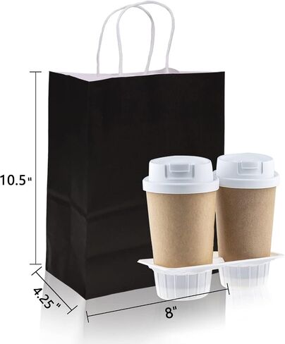 TOWRAP Red Gift Bags 25Pcs 8x4.25x10.5 Inch Medium Kraft Paper Bags with Handles Bulk, Shopping Bags, Party Bags, Retail Bags, Merchandise Bags, Favor Bags in Saudi Arabia