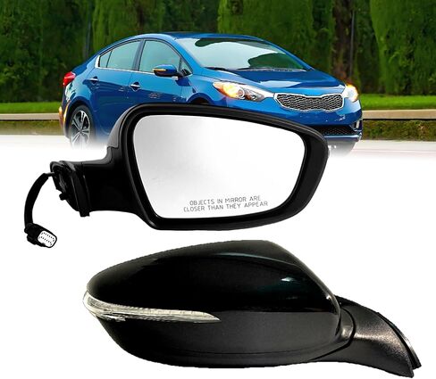 Passenger (Right) Side Mirror Compatible with 2017 2018 Kia Forte With Heated/Power Glass/Turn Singnal Light/Manual Folding/Black in Kuwait