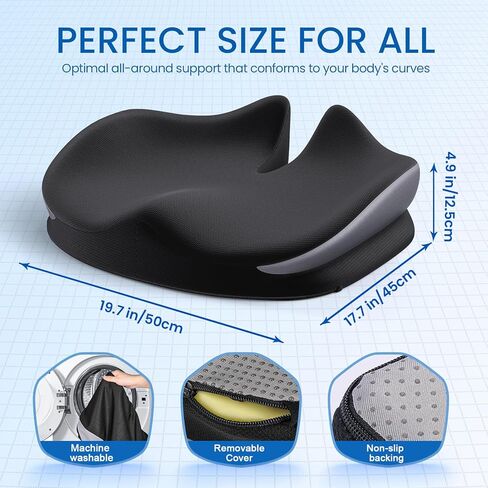 وسادة مقعد في Benazcap ، وسادة رغوة الذاكرة لكرسي المكتب - وسائد كرسي مريح لتخفيف آلام عظام الذنب ، ومرساد ، ودعم عودة مع حالة التنفس ، وسادة كرسي المكتب ووسادة مقعد السيارة in Kuwait