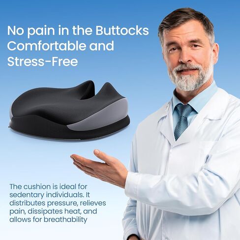 وسادة مقعد في Benazcap ، وسادة رغوة الذاكرة لكرسي المكتب - وسائد كرسي مريح لتخفيف آلام عظام الذنب ، ومرساد ، ودعم عودة مع حالة التنفس ، وسادة كرسي المكتب ووسادة مقعد السيارة in Kuwait