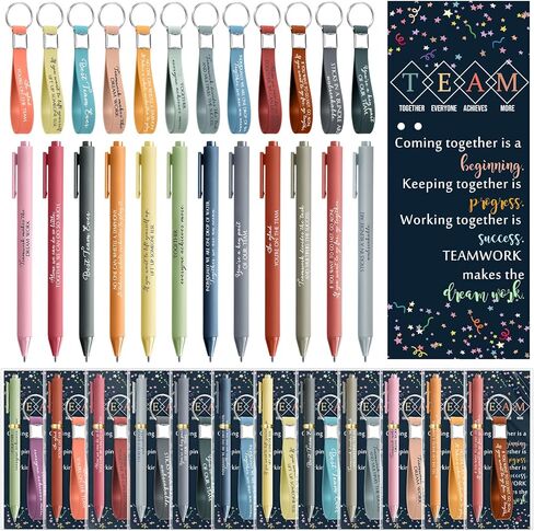 24 Set Team Appreciation Gifts Bulk Inspirational Silicone Keychains Pens Bookmarks with Opp Bags Thank You Gifts for Employee Coworker Staff Teamwork Gifts Office Party Favors in Saudi Arabia