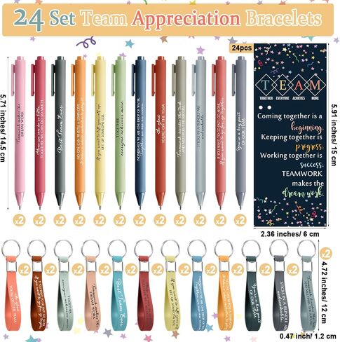 24 Set Team Appreciation Gifts Bulk Inspirational Silicone Keychains Pens Bookmarks with Opp Bags Thank You Gifts for Employee Coworker Staff Teamwork Gifts Office Party Favors in Saudi Arabia