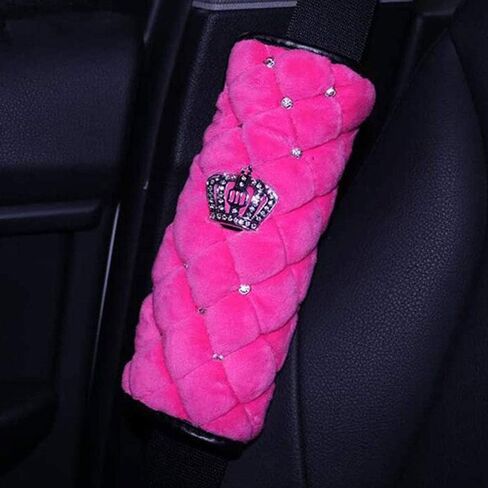 Universal ion Cover Set : Queen's Steering Wheel Cover for Woman Car Seat Belt Shouldads Gear Shift Cover Bling Crown Decor Car in Saudi Arabia