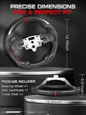 Steering Wheel for Chevy Silverado 2019-2025 Real Carbon Fiber D-shaped Flat-bottom Steering Wheel Nappa Preforated Leather Grip Hand-Stitched for Silverado without Paddle Shifter Models in Saudi Arabia