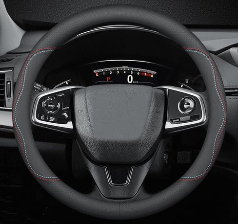 غطاء عجلة قيادة السيارات متوافق مع Mazda CX-9 2025 2024 2007-2023 ، الجلود الممتازة المتنفس ، تصميم مضاد للانزلاق ، على الطراز A. in Kuwait