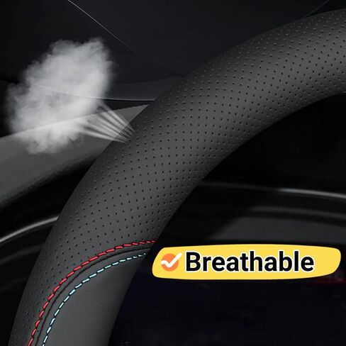Car Steering Wheel Cover Compatible with Mazda CX-9 2025 2024 2007-2023 Year, Breathable Premium Leather, Anti-Slip Design, A-Style in Kuwait