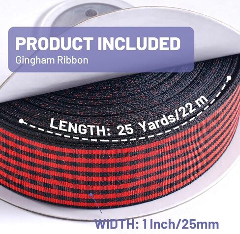 Red Gingham Ribbon 1 inch, 25 Yards Roll Red and White Buffalo Plaid Ribbon Polyester Check Ribbon for Christmas Gift Wrapping DIY Crafts Hair Accessories and Home Decor in Kuwait