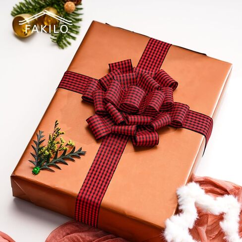 Red Gingham Ribbon 1 inch, 25 Yards Roll Red and White Buffalo Plaid Ribbon Polyester Check Ribbon for Christmas Gift Wrapping DIY Crafts Hair Accessories and Home Decor in Kuwait